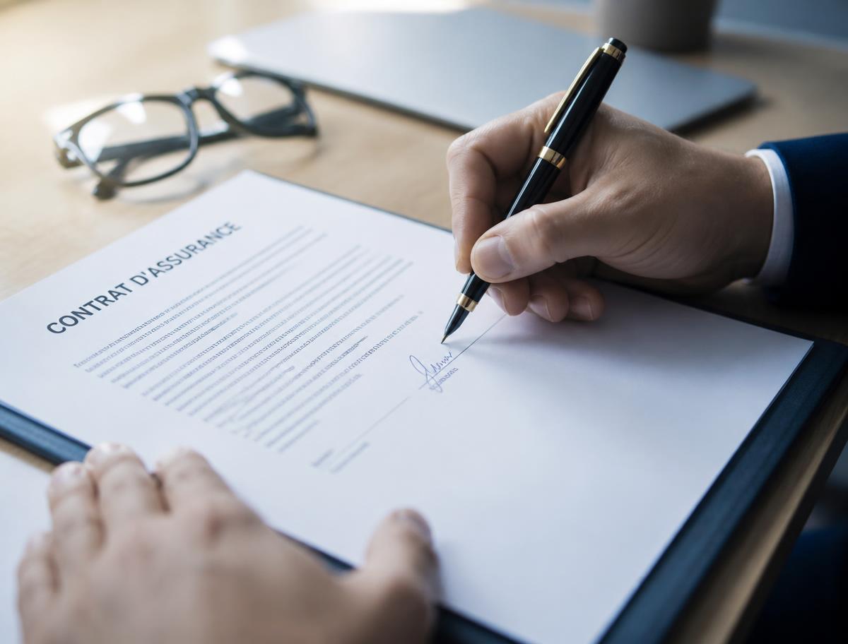 Signature d'un contrat de complémentaire santé accompagnée par une courtière
